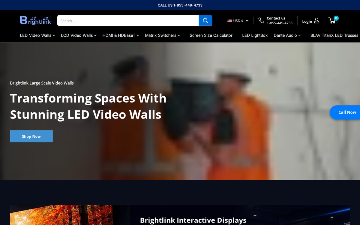 Screenshot of the BrightlinkAV.com website after redesign