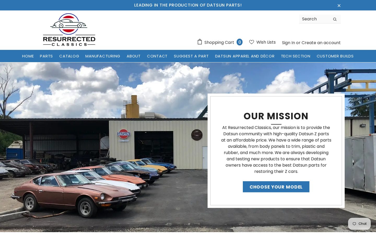 Screenshot of the ResurrectedClassics.com website after redesign