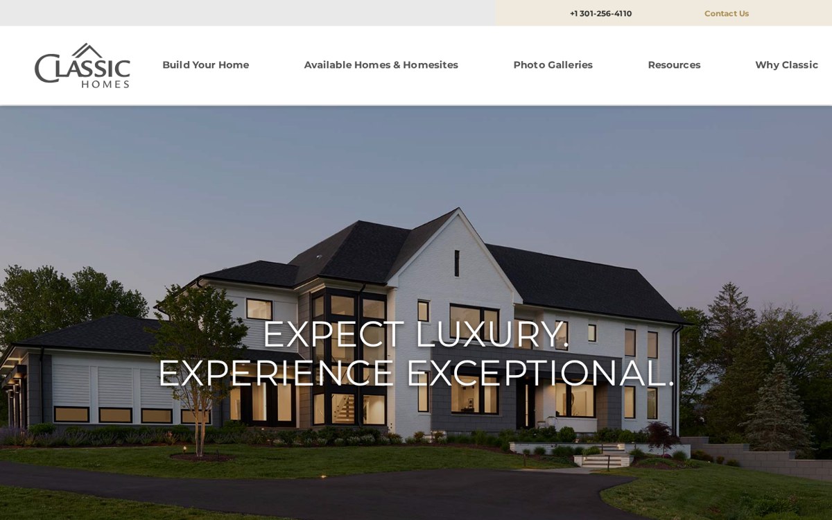 Screenshot of the ClassicHomesOfMaryland.com website after redesign